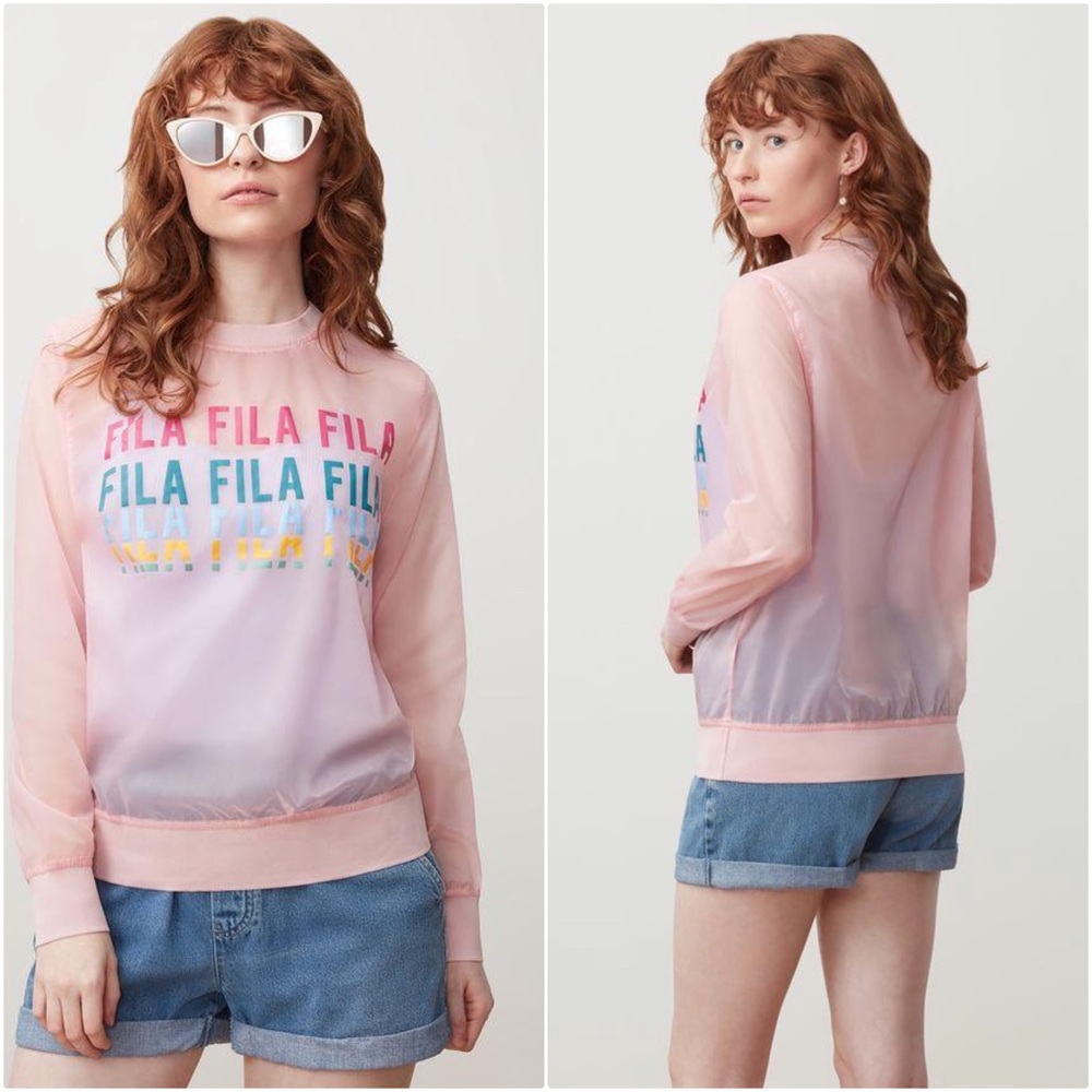 FILA Sol Sheer Woven Sweatshirt Pink Chalk - Picture 4 of 5